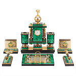 Настольный письменный набор из малахита и долерита с декором в виде герба России Leader Organizer варинант исполнения - 1 | Loft Concept в Екатеринбурге