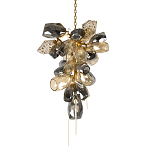 Люстра подвесная вытянутой формы с плафонами из стекла и металла с двумя вертикальными подвесками Gilded Mirage  варинант исполнения - 1 | Loft Concept в Екатеринбурге