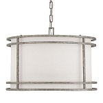 Подвесной светильник в виде барабана с тканевым абажуром и металлическим каркасом Warm Glow варинант исполнения - 3 | Loft Concept в Екатеринбурге