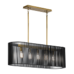 Люстра подвесная овальной формы с металлическим решетчатым абажуром матово-черного цвета и 5 лампами Kichler варинант исполнения - 2 | Loft Concept в Екатеринбурге