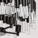 Люстра круглая из матового черного металла с подвесками из прозрачных стеклянных трубок Noir Tubes варинант исполнения - 5 | Loft Concept в Екатеринбурге