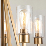 Люстра цвета латунь с 5-ю цилиндрическими плафонами из прозрачного пузырчатого стекла Kichler варинант исполнения - 4 | Loft Concept в Екатеринбурге