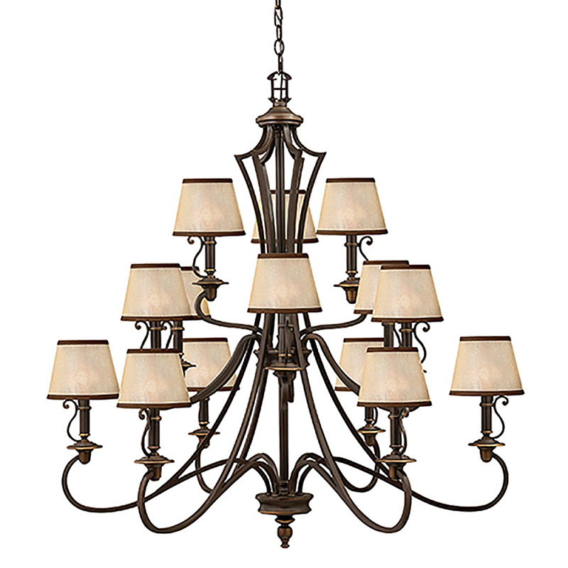 Люстра бронзового цвета с бежевыми абажурами из органзы в классическом стиле Hinkley Бронза Бежевый в Екатеринбурге | Loft Concept 