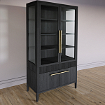 Витрина Primo со стеклянными фасадами и буфетом шпон Черный дуб варинант исполнения - 3 | Loft Concept в Екатеринбурге