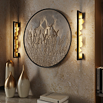 Бра вертикальное черного цвета с золотыми кругами и квадратами Gravyura варинант исполнения - 6 | Loft Concept в Екатеринбурге