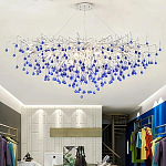 Люстра овальная с синими стеклянными подвесками в форме капель FAIRYTREE Light варинант исполнения - 4 | Loft Concept в Екатеринбурге