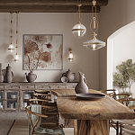 Подвесной светильник с прямоугольными и овальными элементами и акцентом из натурального камня Tectona  варинант исполнения - 7 | Loft Concept в Екатеринбурге