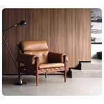 Кресло с деревянным каркасом и обивкой из натуральной кожи Medieval Furniture варинант исполнения - 3 | Loft Concept в Екатеринбурге