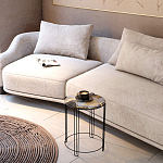 Стол журнальный круглый со столешницей из стекла Gold and Black Marble варинант исполнения - 5 | Loft Concept в Екатеринбурге