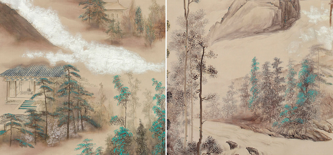 Обои ручная роспись Mountains Above Clouds Colourway SC-234 on Raw Silk dyed silk Обои ручная роспись Mountains Above Clouds Colourway SC-234 on Raw Silk dyed silk - Loft-Concept в Екатеринбурге