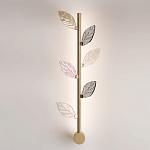 Бра с золотистой вертикальной трубкой и декоративными прозрачными листьями из стекла Sylva  варинант исполнения - 2 | Loft Concept в Екатеринбурге