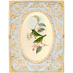 Декоративный постер с изображением птиц в раме с рельефным растительным узором Blooming Birds Poster варинант исполнения - 9 | Loft Concept в Екатеринбурге