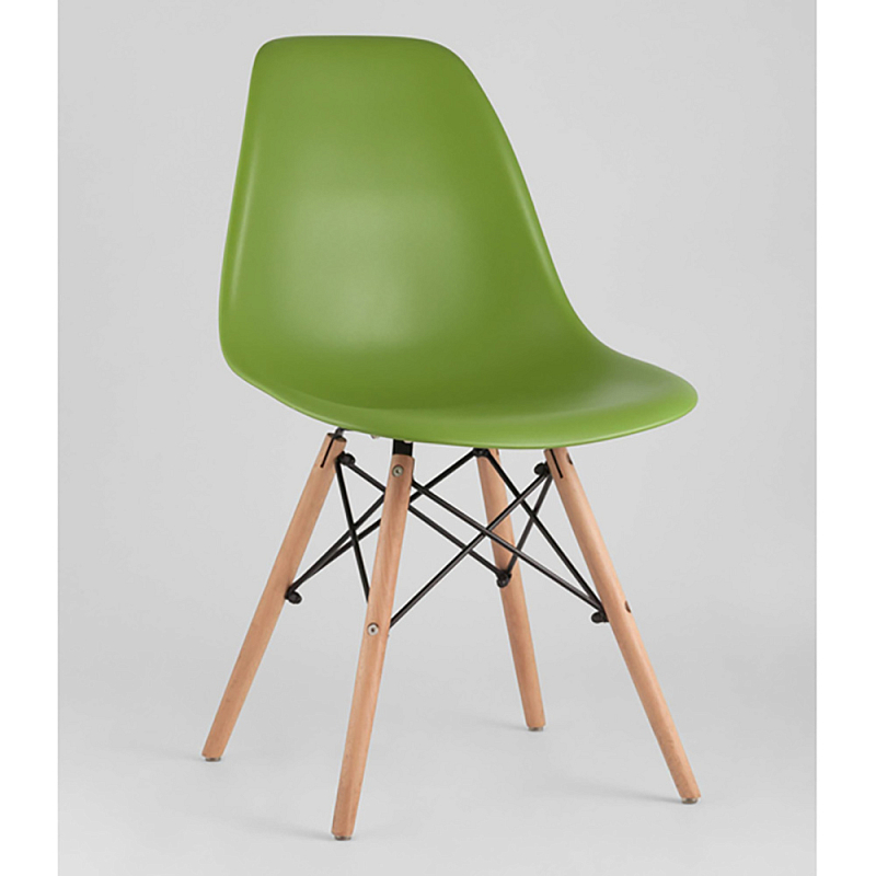 Пластиковый стул на ножках из массива бука Eames Green Зеленый Древесина в Екатеринбурге | Loft Concept 