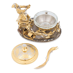 Икорница с декором "Емеля" с гравировкой на подставке из натурального камня Агат Decorative Cavair Dishes варинант исполнения - 2 | Loft Concept в Екатеринбурге