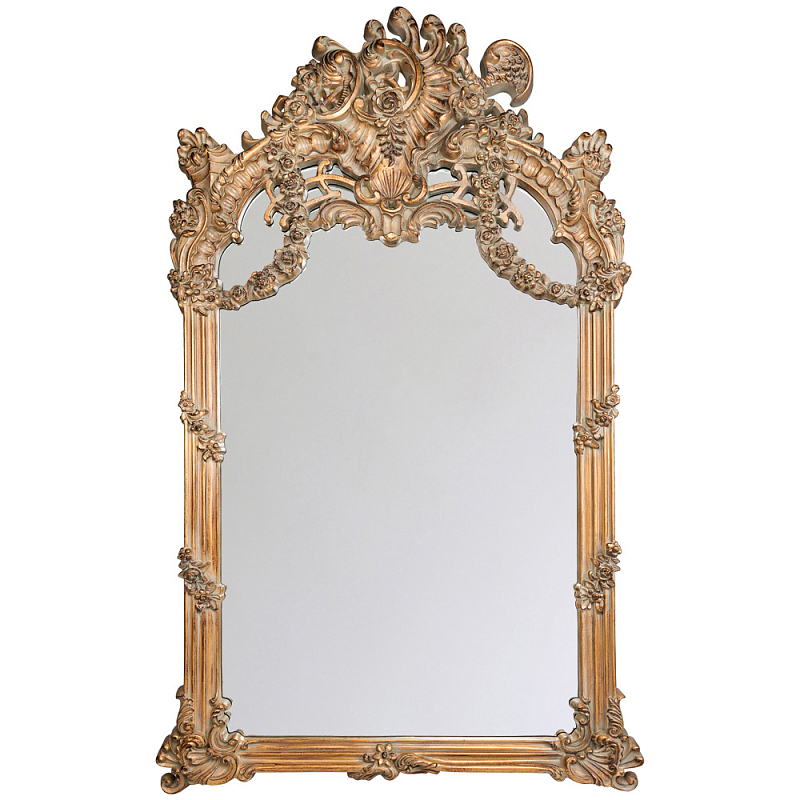 Зеркало настенное в ажурной раме с эффектом старины Classic Ornament Mirror Светло-коричневый  в Екатеринбурге | Loft Concept 