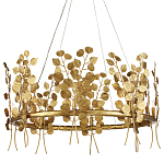 Люстра круглая золотая с декором в виде веток эвкалипта Eucalyptus Branches варинант исполнения - 1 | Loft Concept в Екатеринбурге