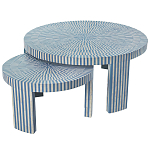 Комплект журнальных столов с инкрустацией Stripes Set of two tables blue варинант исполнения - 1 | Loft Concept в Екатеринбурге