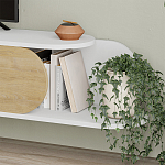 ТВ-тумба подвесная белая с полкой и откидной дверцей цвета древесины TONE TV STAND WHITE варинант исполнения - 4 | Loft Concept в Екатеринбурге