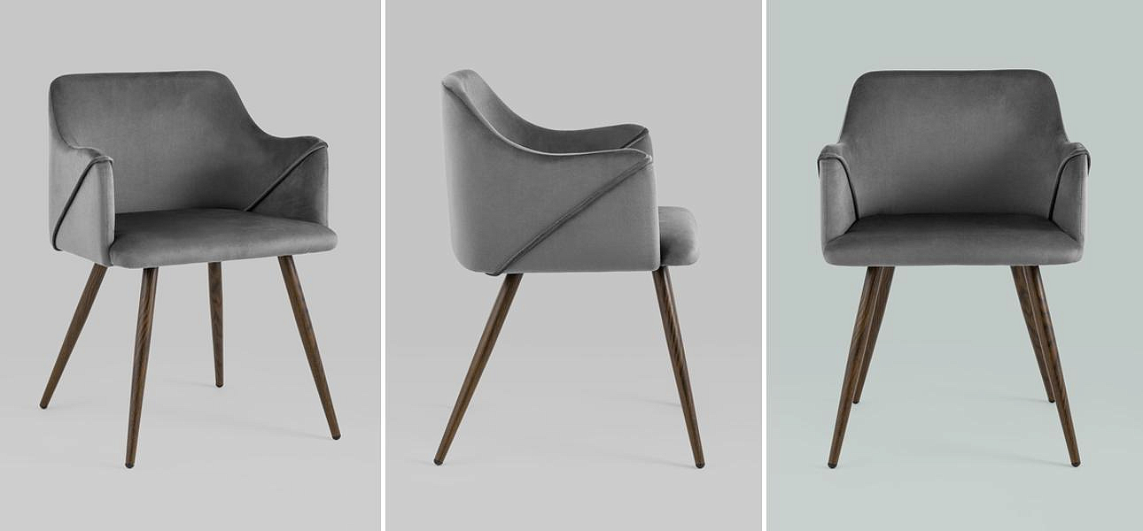 Стул Monarch Chair Серый Велюр Стул Monarch Chair Серый Велюр - Loft-Concept в Екатеринбурге