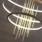 Люстра подвесная с 3-мя круглыми подвесами в черном и золотистом цвете и вертикальными подвесками Ring Horizontal варинант исполнения - 3 | Loft Concept в Екатеринбурге