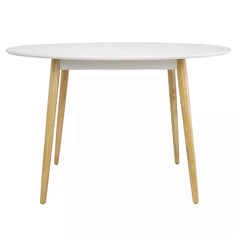 Круглый обеденный стол на 4-х ножках Round Dining Table Mateo Черный Белый в Екатеринбурге | Loft Concept 