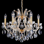 Люстра подвесная с 6-ю лампочками и прозрачными хрустальными подвесками на основании золотого цвета Crystal lamps варинант исполнения - 1 | Loft Concept в Екатеринбурге