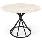 Стол обеденный с круглой керамической столешницей песчаного цвета Sand Ceramics варинант исполнения - 1 | Loft Concept в Екатеринбурге