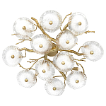 Потолочная люстра круглая ветвистыми бронзовыми элементами и стеклянными рифлеными дисками Textured Glass Chandelier варинант исполнения - 1 | Loft Concept в Екатеринбурге