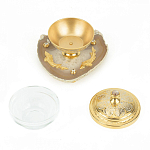 Икорница с декором "Три рыбки" с гравировкой на подставке из натурального камня Агат Decorative Cavair Dishes варинант исполнения - 3 | Loft Concept в Екатеринбурге