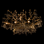 Потолочная люстра в виде ветвей деревьев золотого цвета с прозрачными подвесками-каплями Droplet Chandelier варинант исполнения - 4 | Loft Concept в Екатеринбурге