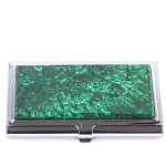 Визитница карманная металлическая с накладкой из натурального камня Малахит Stone Business Card Holders  варинант исполнения - 1 | Loft Concept в Екатеринбурге