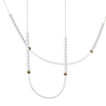 Подвесной светильник с 3-мя изогнутыми плафонами и белыми декоративными шариками PEARLS Suspension варинант исполнения - 1 | Loft Concept в Екатеринбурге