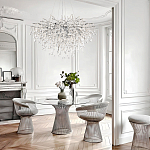 Люстра подвесная с прозрачными стеклянными подвесками в форме капель Диаметр 80 см Droplet Chandelier варинант исполнения - 11 | Loft Concept в Екатеринбурге