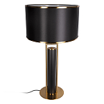 Настольная лампа с чёрным тканевым абажуром и металлическим корпусом золотого цвета Golden Arc варинант исполнения - 2 | Loft Concept в Екатеринбурге