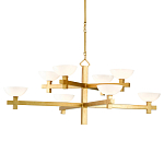 Люстра золотая с 8-ю молочными плафонами в виде чаши Tiers of Clear Lines варинант исполнения - 1 | Loft Concept в Екатеринбурге