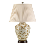 Настольная лампа с фарфоровым основанием бежевого цвета с рисунком и плиссированным абажуром на темной подставке Elstead Lighting варинант исполнения - 6 | Loft Concept в Екатеринбурге