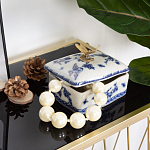 Фарфоровая шкатулка с бронзовой стрекозой Blue and White варинант исполнения - 7 | Loft Concept в Екатеринбурге