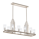 Люстра прямоугольная цвета латунь с прозрачными рифлеными цилиндрическими плафонами Kichler варинант исполнения - 11 | Loft Concept в Екатеринбурге