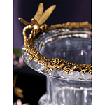 Ваза из прозрачного стекла на бронзовой подставке с ободком и ручками в виде стрекоз Eden Garden варинант исполнения - 5 | Loft Concept в Екатеринбурге