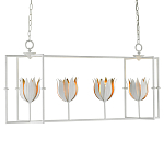 Люстра белая прямоугольная с абажурами в виде цветков тюльпана White Tulips варинант исполнения - 2 | Loft Concept в Екатеринбурге