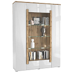 Шкаф-витрина с белым глянцевым фасадом 4-х дверная Grace of Furniture варинант исполнения - 1 | Loft Concept в Екатеринбурге