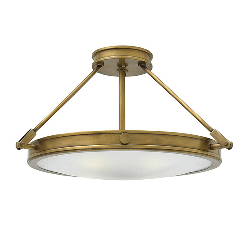 Потолочный светильник цвета латунь с плоским круглым плафоном Hinkley Латунь Белый в Екатеринбурге | Loft Concept 