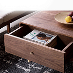 Кофейный стол из дерева с ящиком и нишей для хранения Coffee Walnut Table варинант исполнения - 7 | Loft Concept в Екатеринбурге