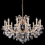 Люстра подвесная с 12-ю лампочками и прозрачными хрустальными подвесками на основании золотого цвета Crystal lamps варинант исполнения - 1 | Loft Concept в Екатеринбурге