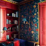 Обои с вышивкой ручной работы Flora Rio colourway on Liso Pine wool sateen варинант исполнения - 1 | Loft Concept в Екатеринбурге