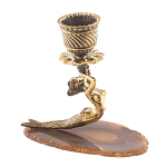 Подсвечник из натурального камня агат светло-коричневый Stone Candlestick варинант исполнения - 3 | Loft Concept в Екатеринбурге