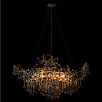 Подвесная люстра в виде ветвей деревьев золотого цвета с прозрачными подвесками-каплями 10 и 14 ламп Droplet Chandelier варинант исполнения - 2 | Loft Concept в Екатеринбурге