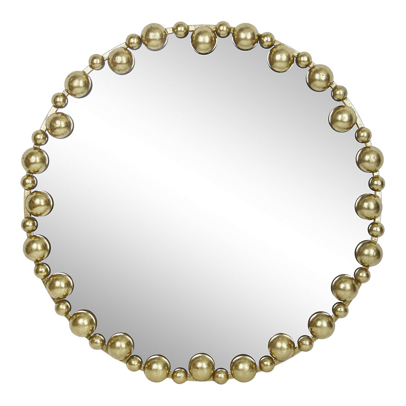 Зеркало круглое в фактурной золотистой раме из металла Mirror Golden Placer Золотой в Екатеринбурге | Loft Concept 