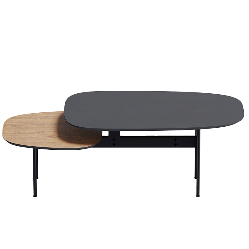 Step журнальный столик из натурального дуба и металла Черный Светлый дуб в Екатеринбурге | Loft Concept 