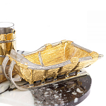 Икорница со стопками с декором "Рыбак с санями" с гравировкой на подставке из натуральных камней Агат Мрамор Decorative Cavair Dishes варинант исполнения - 6 | Loft Concept в Екатеринбурге